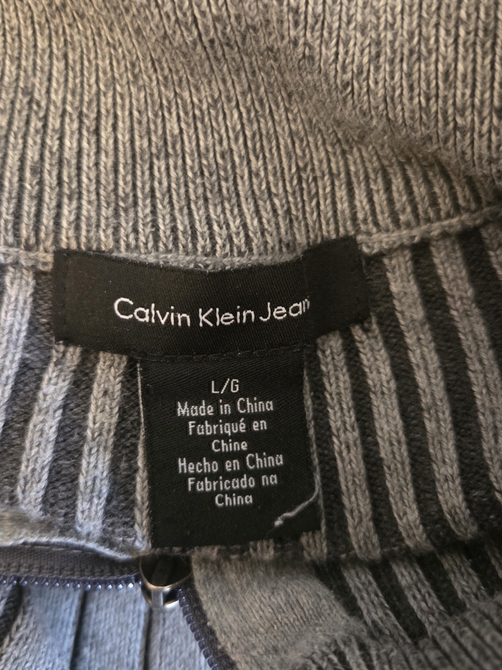 Calvin Klein Jeans Men's Grey Ribbed Half-Zip Sweater Size Large - Picture 5 of 5